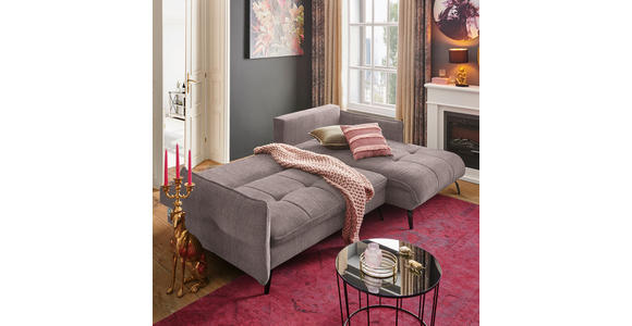 ECKSOFA in Flachgewebe Taupe - Taupe/Schwarz, Design, Textil/Metall (273/180cm) - Hom`in