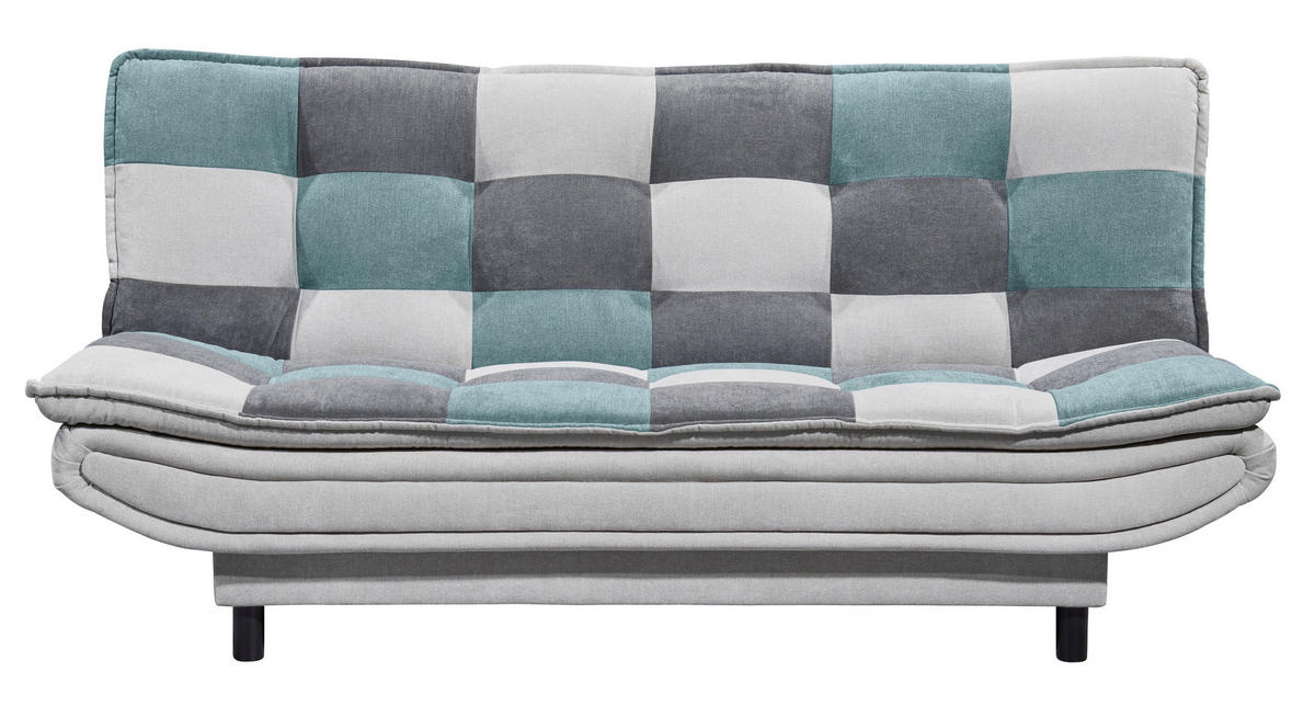 BÄDDSOFFA i mikrovelour silver, turkos, mörkgrå  - mörkgrå/turkos, Basics, trämaterial/textil (188/90/89cm) - MID.YOU
