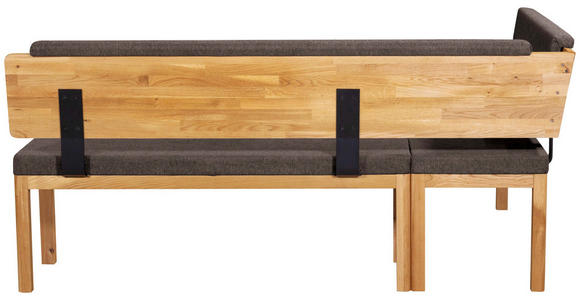 ECKBANK 195/155 cm Webstoff Braun, Eichefarben Eiche vollmassiv   - Eichefarben/Braun, KONVENTIONELL, Holz/Textil (195/155cm) - Linea Natura