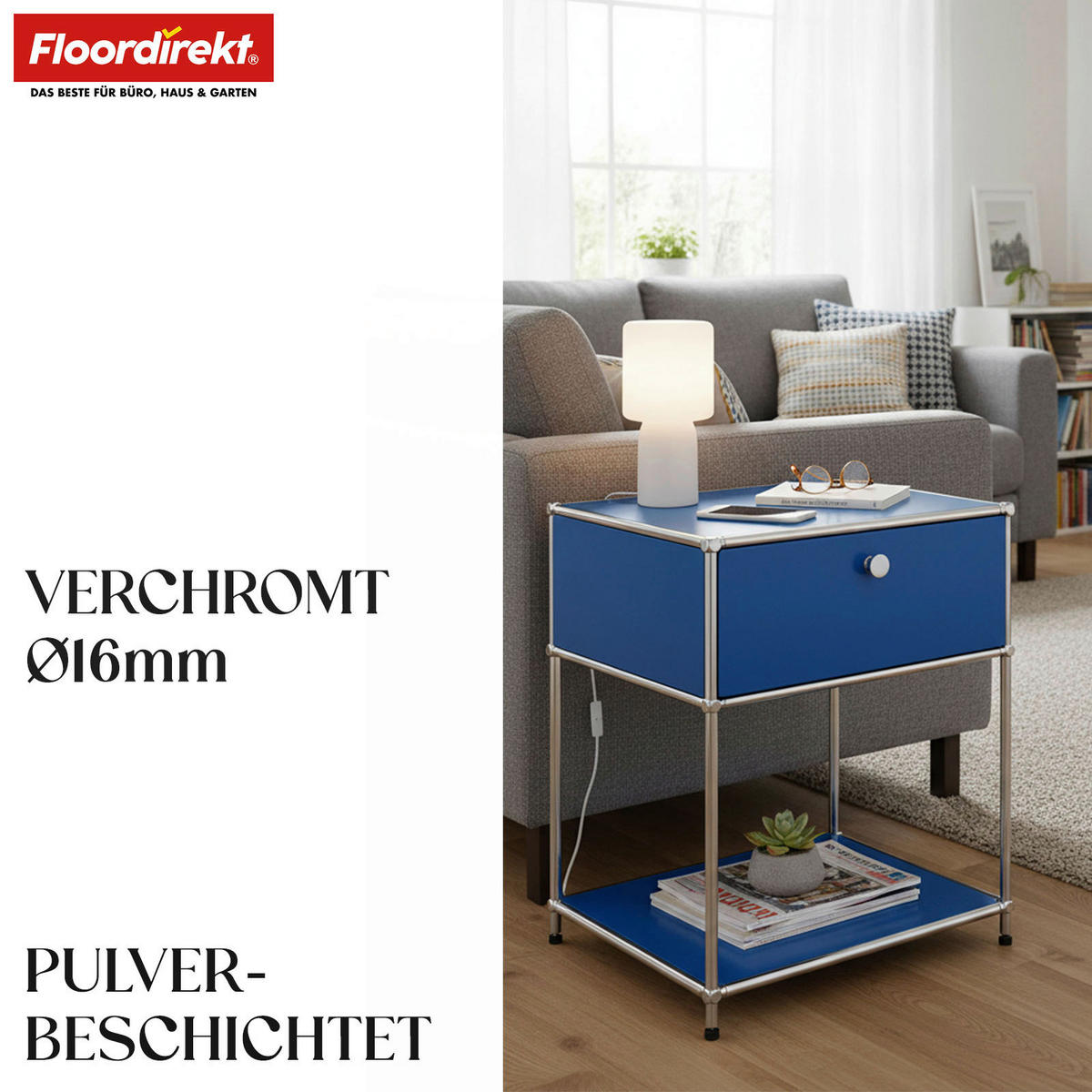 STANDREGAL Blau  - Blau, Basics, Metall (50/65/40cm) - Floordirekt