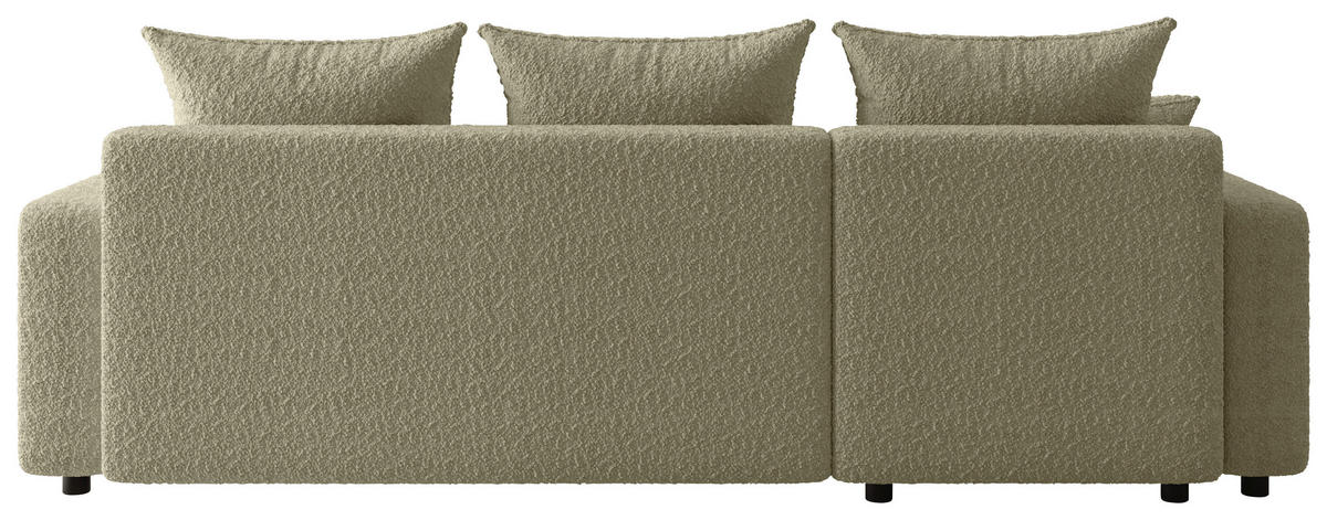 ECKSOFA Beige Bouclé Zierkissen, Rückenkissen, Bettkasten, Schlaffunktion, Rücken echt, Liegefläche im Originalstoff  - Beige/Schwarz, MODERN, Kunststoff/Textil (150/240cm) - Carryhome