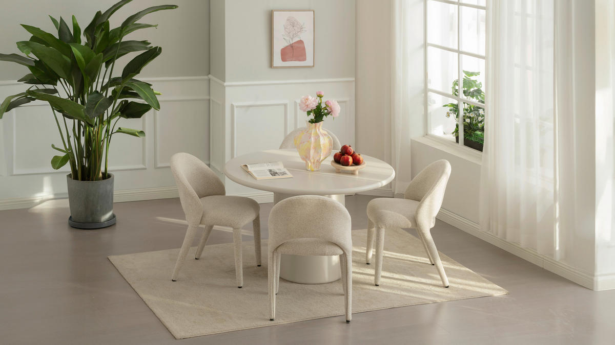 STUHL  Stoffauswahl Leinenoptik  - Beige, Design, Textil (54/81/59cm) - Ambia Home