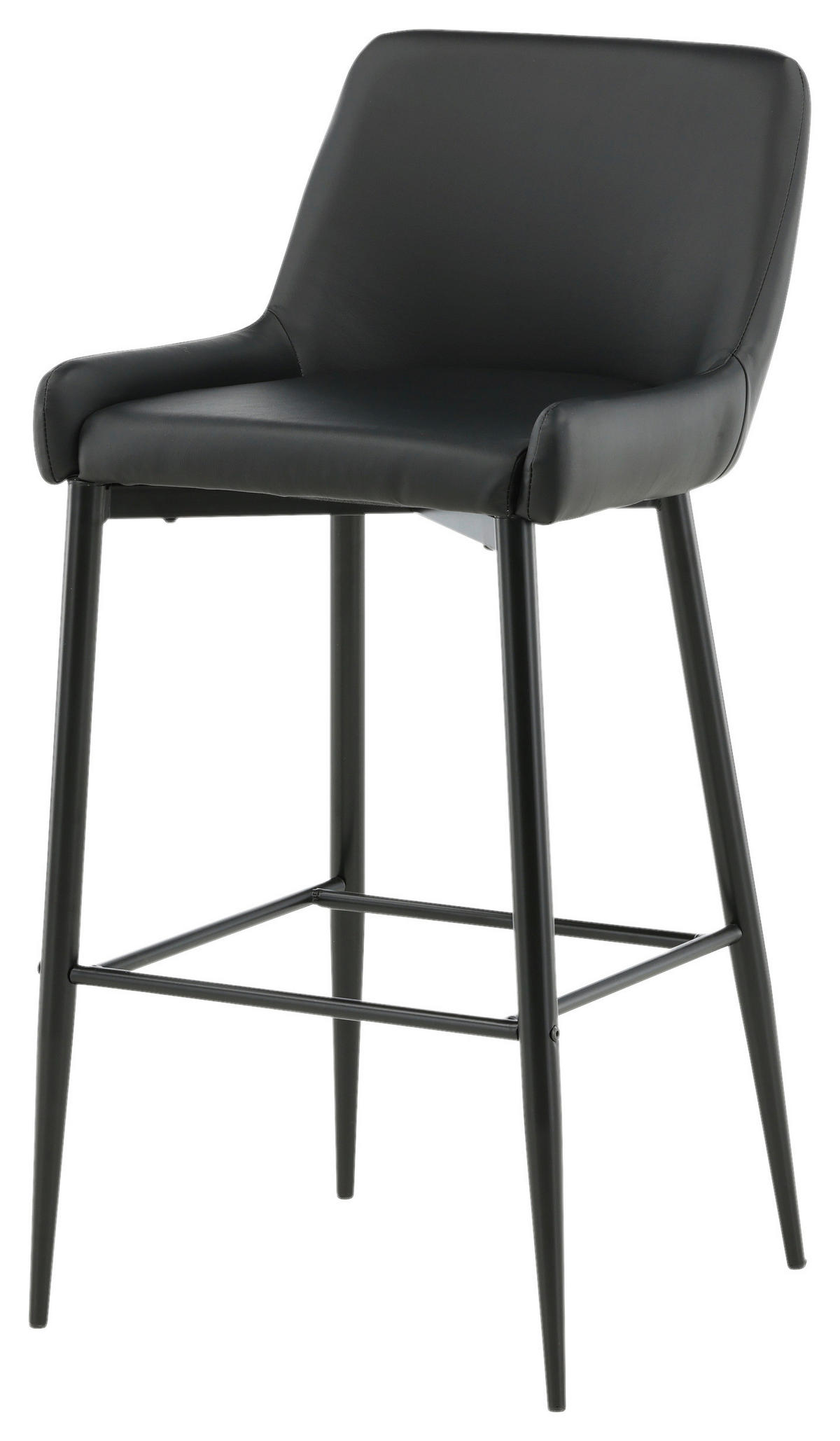 BARHOCKER-SET Lederlook (vegan) Schwarz Stahl abwischbar  - Schwarz, Design, Kunststoff/Textil (48/105/57cm) - Livetastic