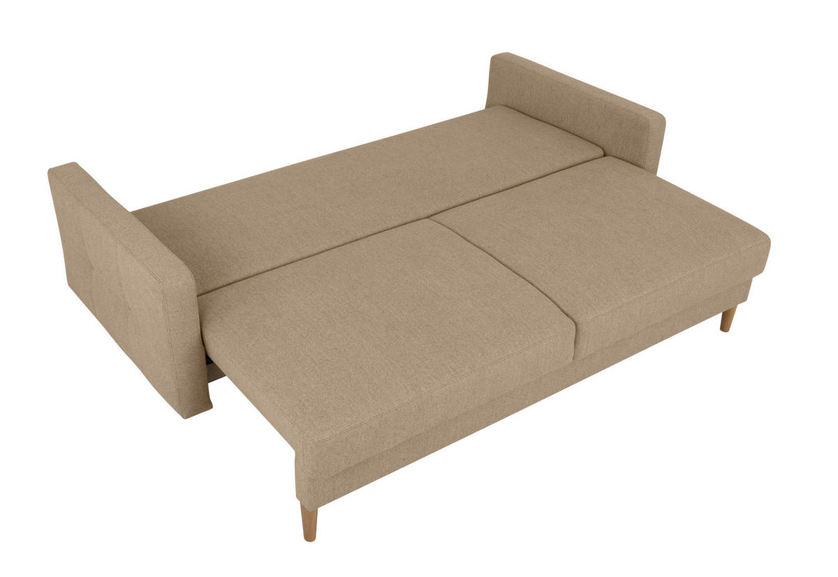SCHLAFSOFA in Hellbraun  - Hellbraun/Buchefarben, Design, Holz/Textil (222/93/99cm) - MID.YOU