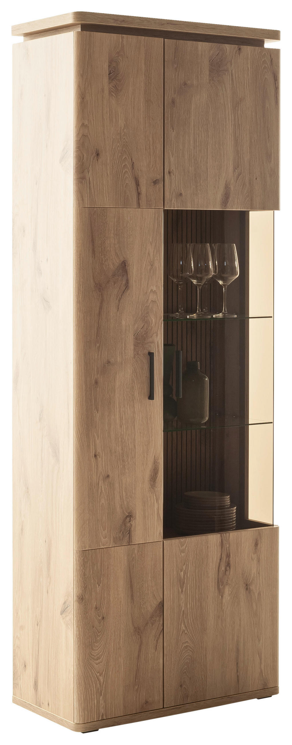 VITRINE  in Eichefarben  - Eichefarben/Anthrazit, KONVENTIONELL, Glas/Holzwerkstoff (75/208/38cm) - Cantus