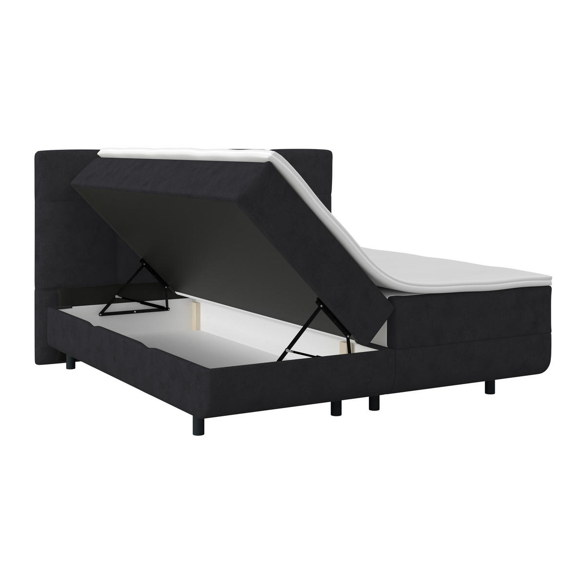 POLSTERBETT Bettkasten, Topper 180/220 cm  in Anthrazit  - Anthrazit/Schwarz, MODERN, Kunststoff/Textil (180/220cm) - MID.YOU