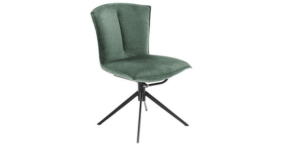 STUHL  , Wippfunktion, Sitzfläche 360° drehbar  , Velours  ,  - Pastellgrün/Schwarz, Design, Textil/Metall (53/88/62cm) - Novel