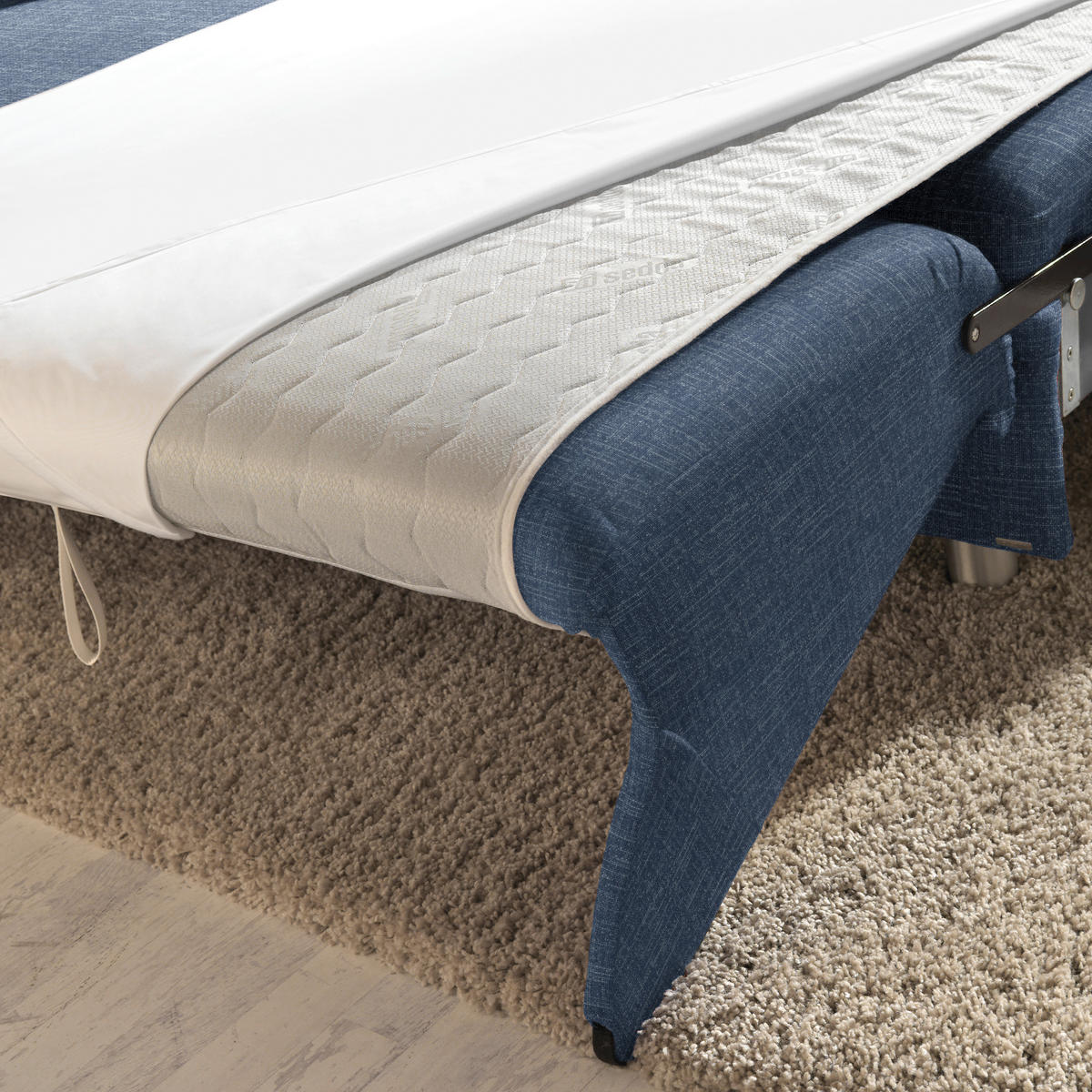 ECKSOFA in Chenille Blau  208/227 cm  - Blau/Alufarben, KONVENTIONELL, Textil/Metall (208/227cm) - Sedda