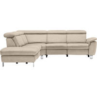 ECKSOFA in Flachgewebe, Mikrofaser Beige  - Beige/Alufarben, Design, Textil/Metall (239/271cm) - Cantus
