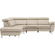 ECKSOFA in Flachgewebe, Mikrofaser Beige  - Beige/Alufarben, Design, Textil/Metall (242/271cm) - Cantus