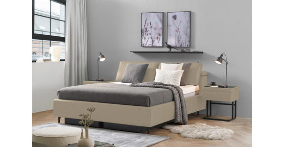 POLSTERBETT Matratze, Lattenrost Beige 180/200 cm - Hellbraun/Anthrazit, Design, Holz/Textil (180/200cm) - Johann Jakob