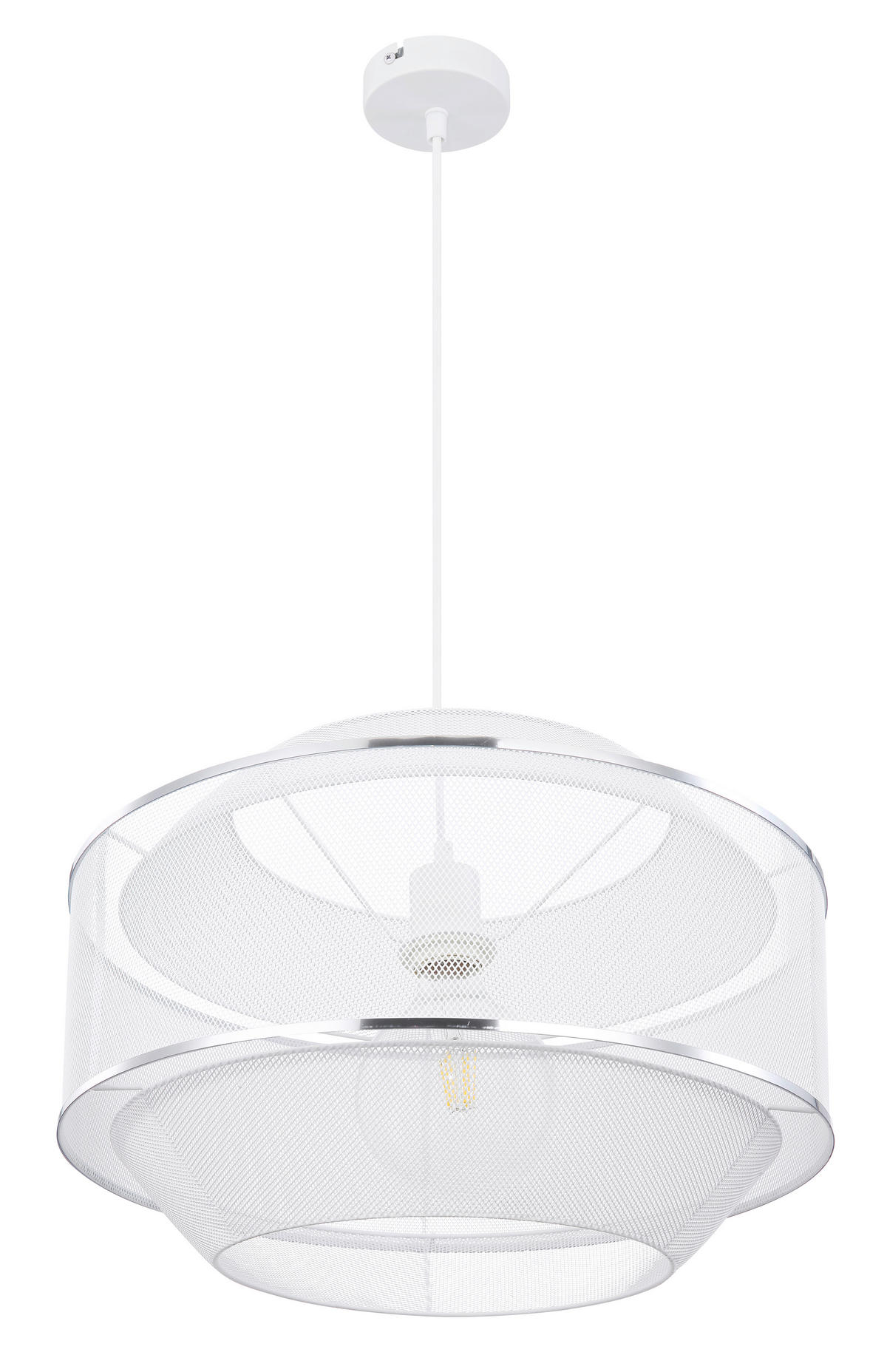 HÄNGELEUCHTE 45/150/28 cm  - Chromfarben/Weiß, Trend, Metall (45/150/28cm) - Globo