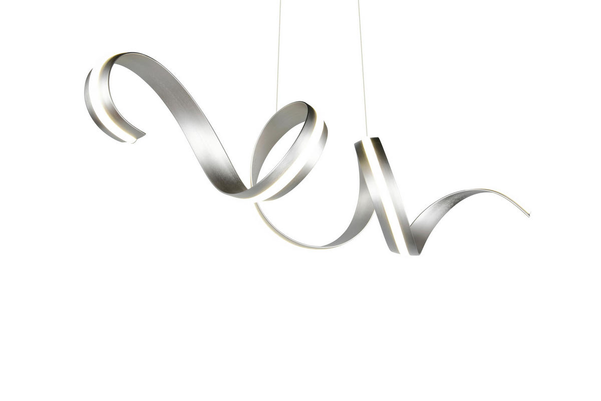 LED-HÄNGELEUCHTE CISENNA 160/300/46 cm   - Weiß/Nickelfarben, Design, Kunststoff/Metall (160/300/46cm) - Cinque