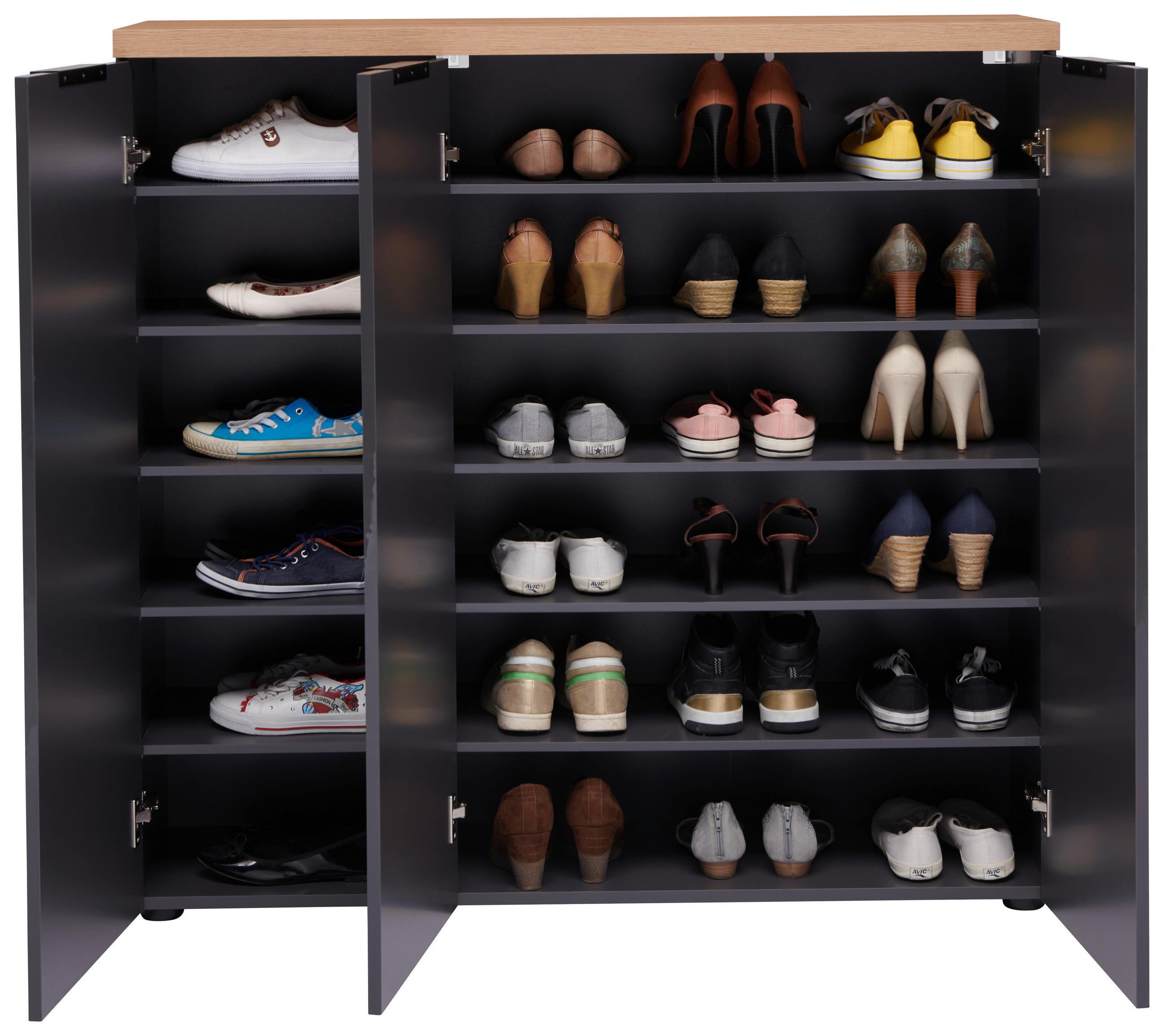 SCHUHSCHRANK Anthrazit, Eichefarben - Eichefarben/Anthrazit, Design (120/115/34cm) - Xora