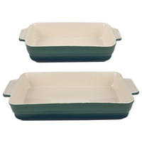 AUFLAUFFORMENSET Keramik Steingut 2-teilig  - Beige/Grün, Basics, Keramik