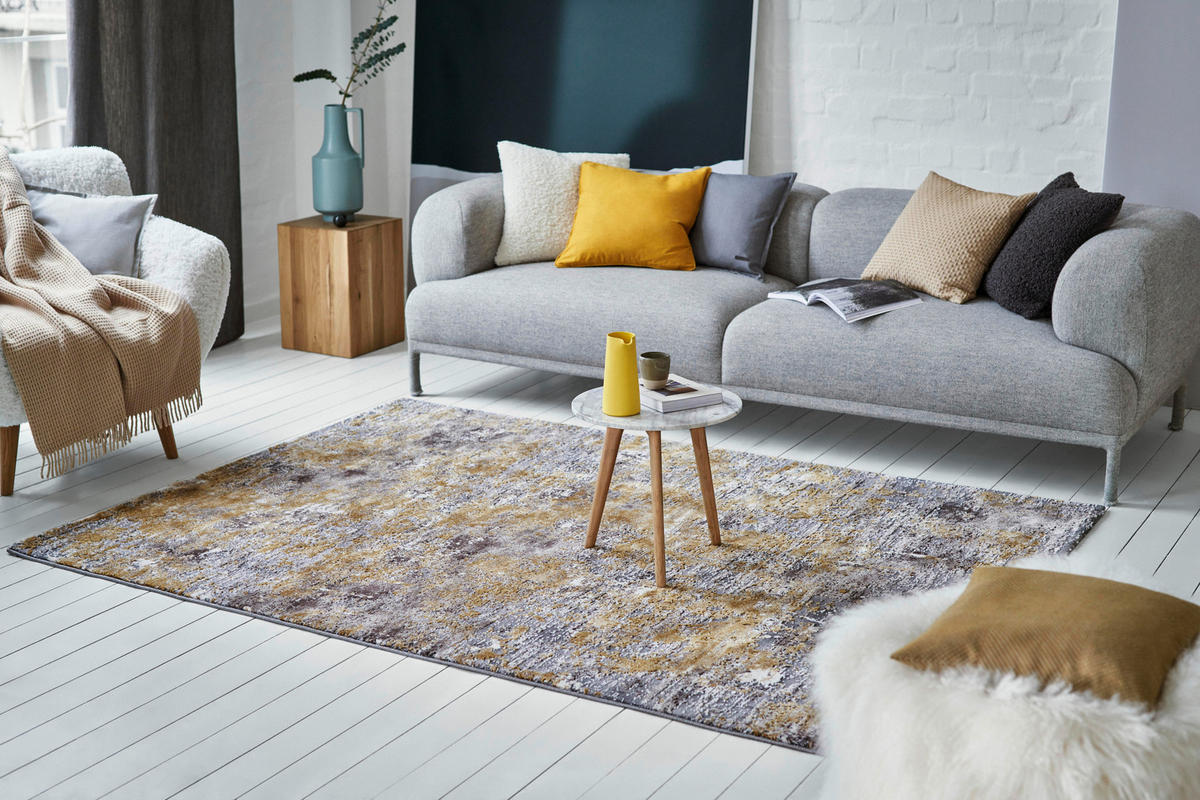 WEBTEPPICH 133/200 cm Vintage Feels  - Dunkelgrau/Goldfarben, Design, Textil (133/200cm) - Esprit
