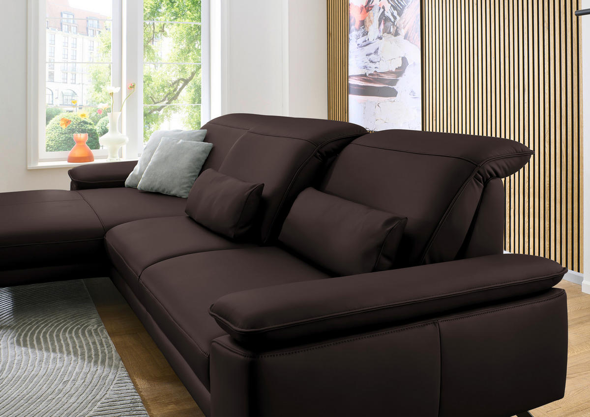 ECKSOFA in Echtleder Braun  193/332 cm  - Schwarz/Braun, Design, Leder/Metall (193/332cm) - Dieter Knoll