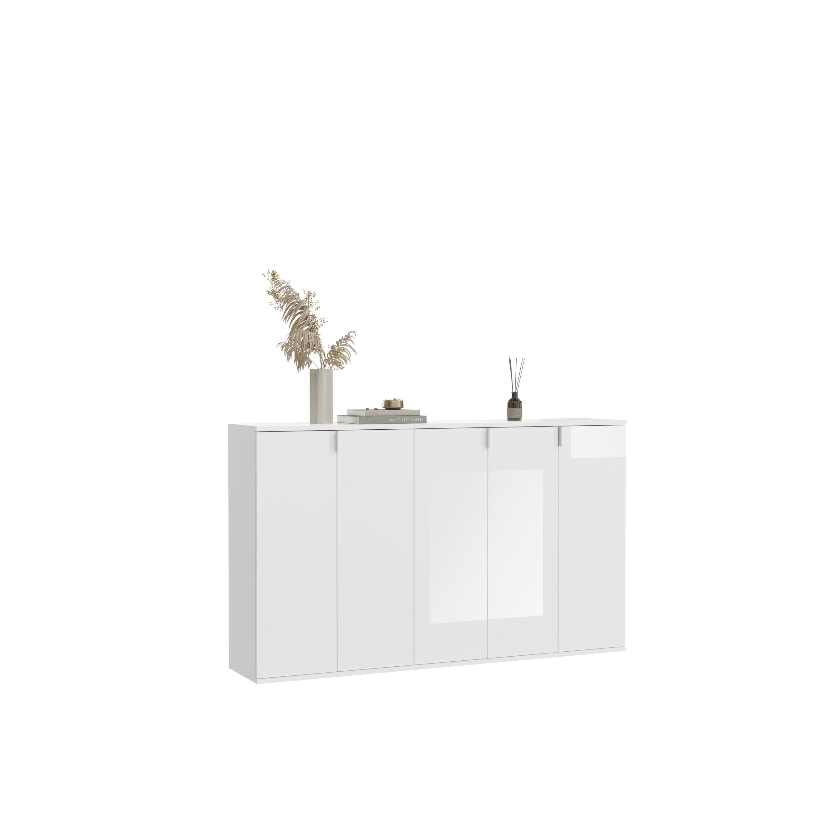 Garderobe Weiß Hochglanz, B: 152 cm