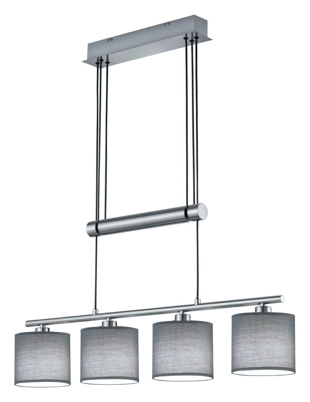 Trio Leuchten Hängeleuchte Grau, Nickel 13.5x95-150x77 cm