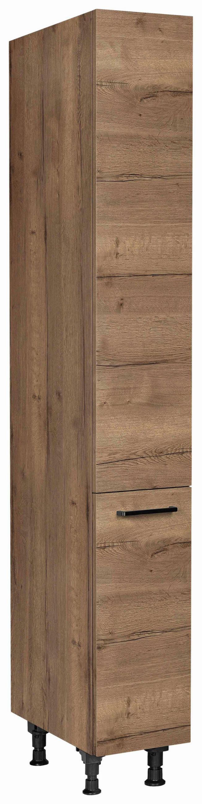 APOTHEKERSCHRANK 30/216,6/58 cm  in Eiche dunkel  - Eiche dunkel/Schwarz, MODERN, Holzwerkstoff/Metall (30/216,6/58cm) - Nobilia