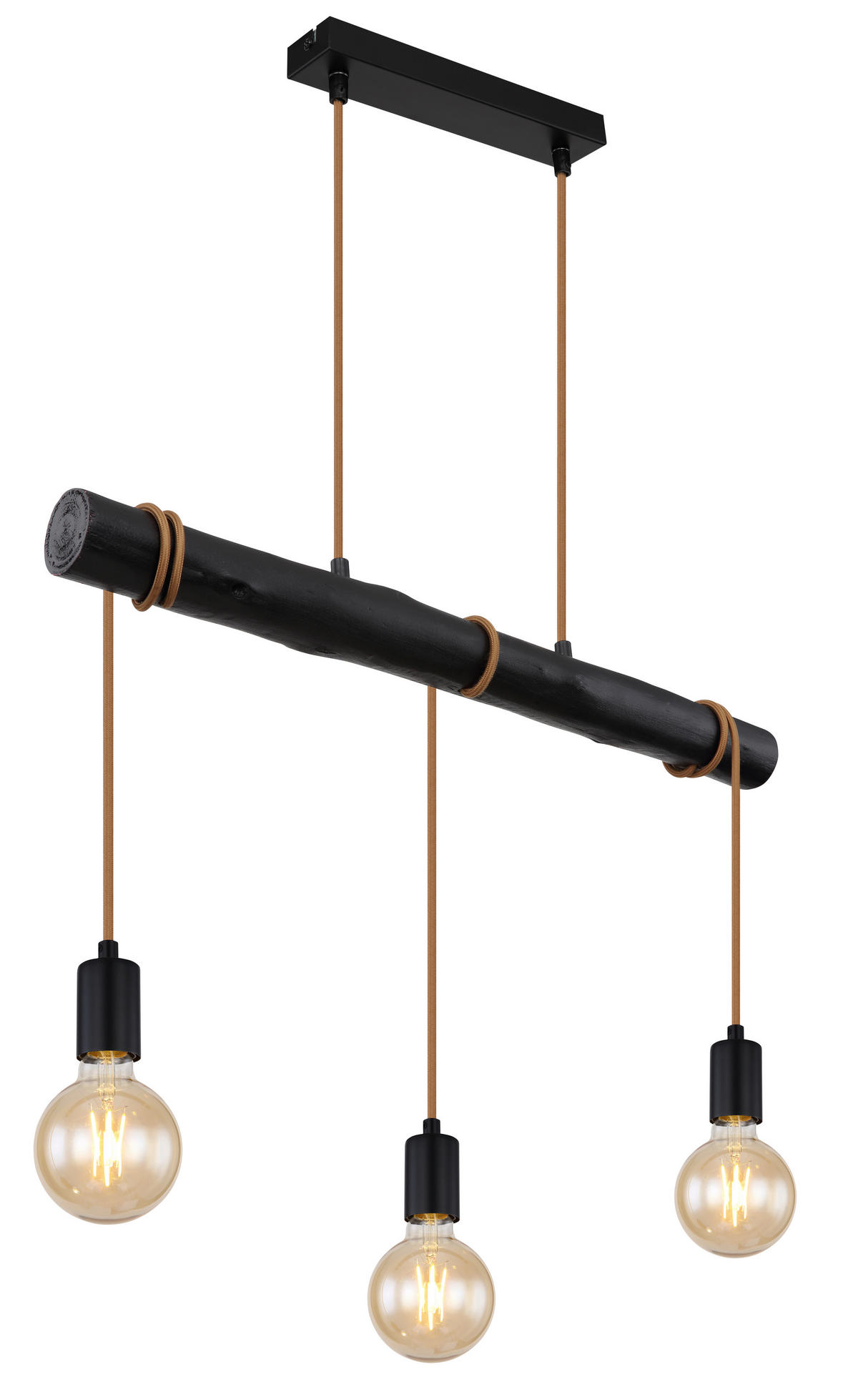 HÄNGLAMPA 60/5/120 cm  - svart, Design, metall/trä (60/5/120cm) - Globo