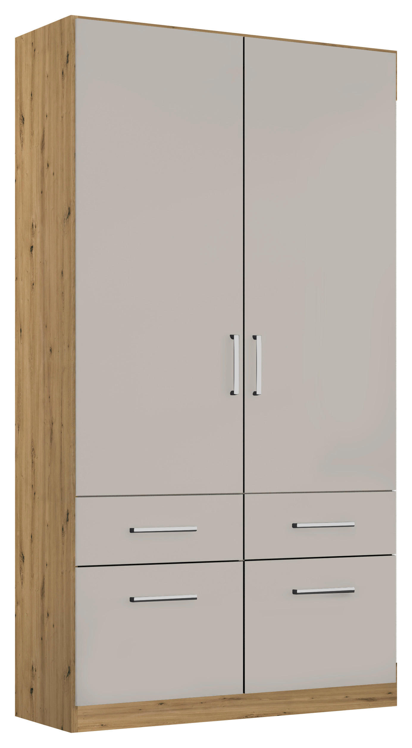 DREHTÜRENSCHRANK 91/197/54 cm 2-türig Hellgrau, Eiche Artisan  - Chromfarben/Hellgrau, MODERN, Holzwerkstoff/Kunststoff (91/197/54cm) - Rauch Möbel