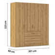 DREHTÜRENSCHRANK in Eichefarben - Eichefarben, Design, Holzwerkstoff/Kunststoff (201/223/60cm) - Novel