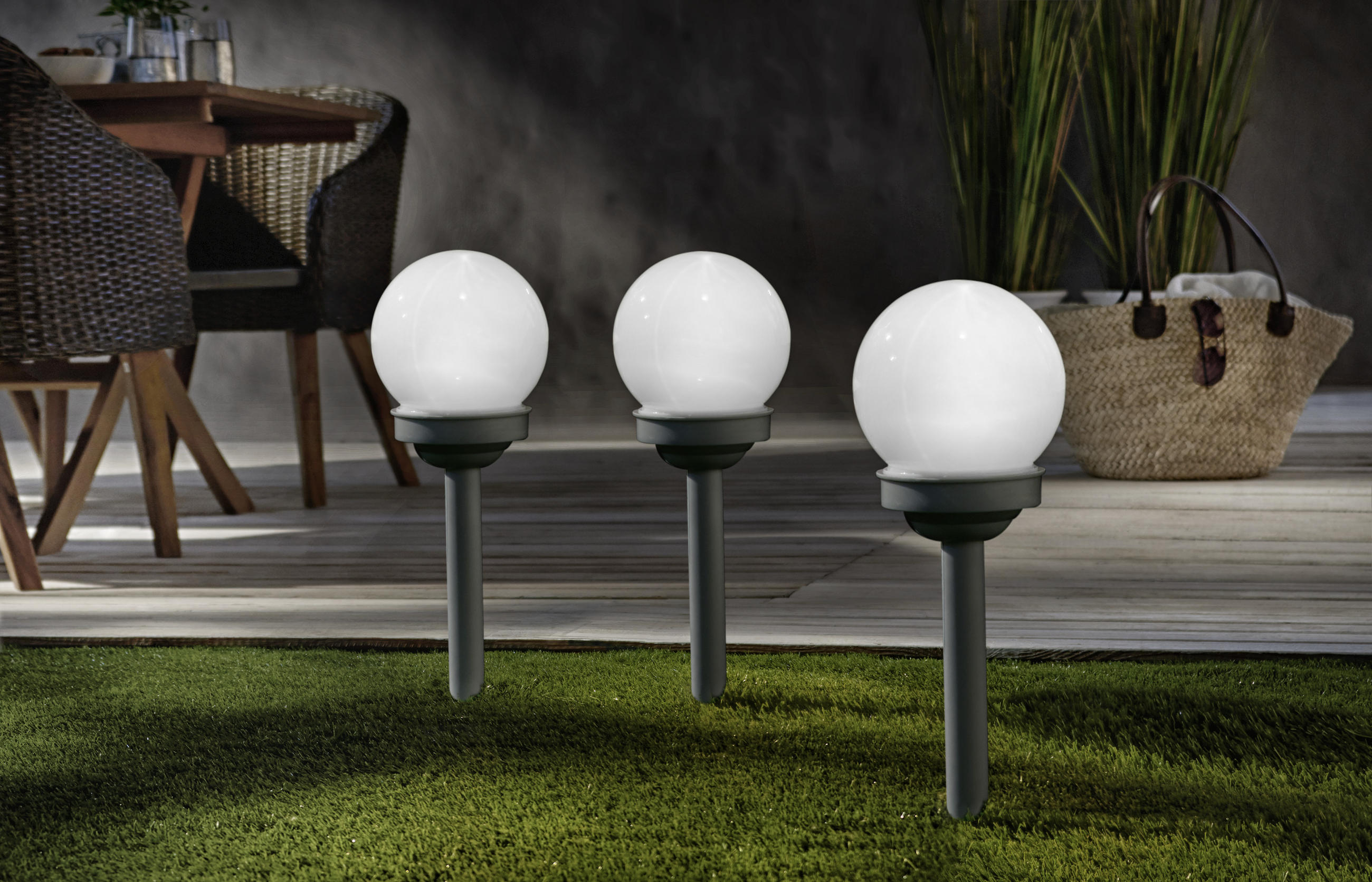 SOLARLEUCHTENSET 10/39 cm  3-teilig  - Silberfarben/Weiß, Basics, Kunststoff (10/39cm) - Ambia Garden