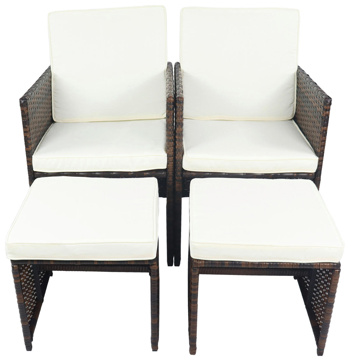 GARTENSESSEL-SET Stahl Braun  - Braun/Weiß, MODERN, Kunststoff/Textil (53/84/53cm) - Ambia Garden