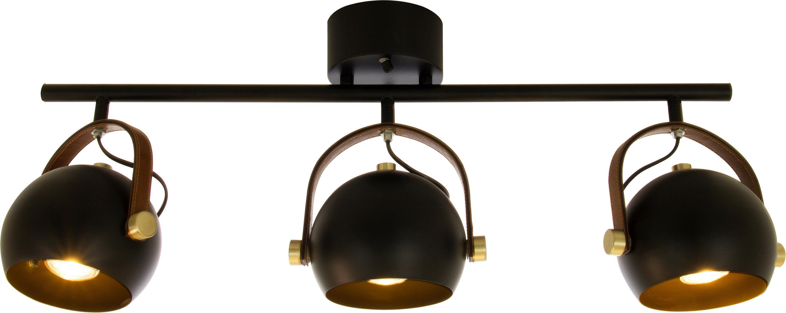 TAKLAMPA  - brun/mässingsfärgad, Design, metall/textil (76/32/15cm) - Best Price