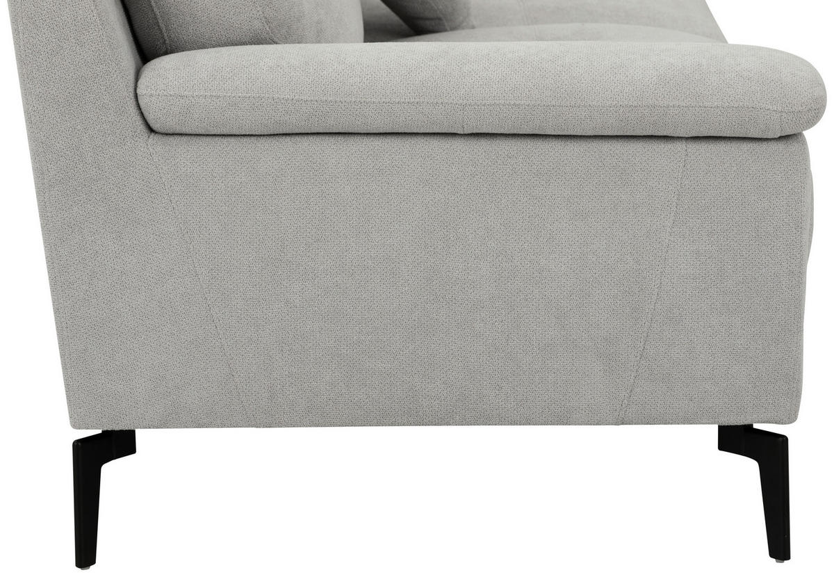 BOXSPRINGSOFA in Textil Grau  - Schwarz/Grau, KONVENTIONELL, Textil/Metall (215/92/94cm) - Livetastic