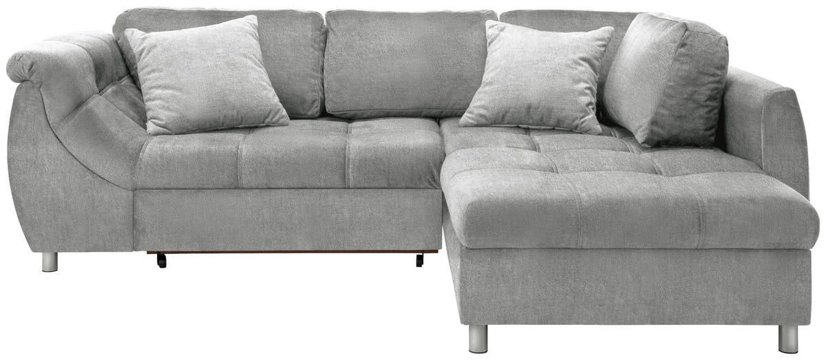ROZKLADACIA ROHOVÁ POHOVKA, textil, strieborná - chrómová/strieborná, Modern, kov/textil (250/190cm) - Livetastic