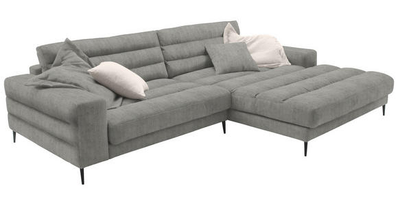 ECKSOFA in Flachgewebe Hellgrau 296/207 cm - Hellgrau/Schwarz, Design, Textil/Metall (296/207cm) - Dieter Knoll