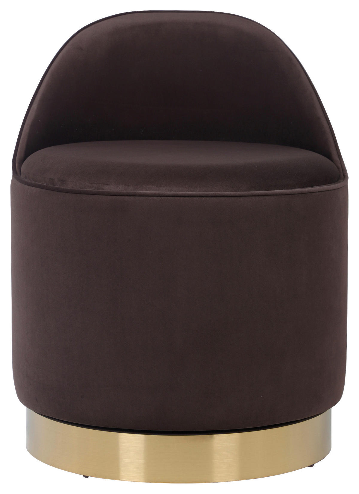 DREHHOCKER Samt Braun  - Goldfarben/Braun, Design, Textil/Metall (52/68cm) - Kayoom