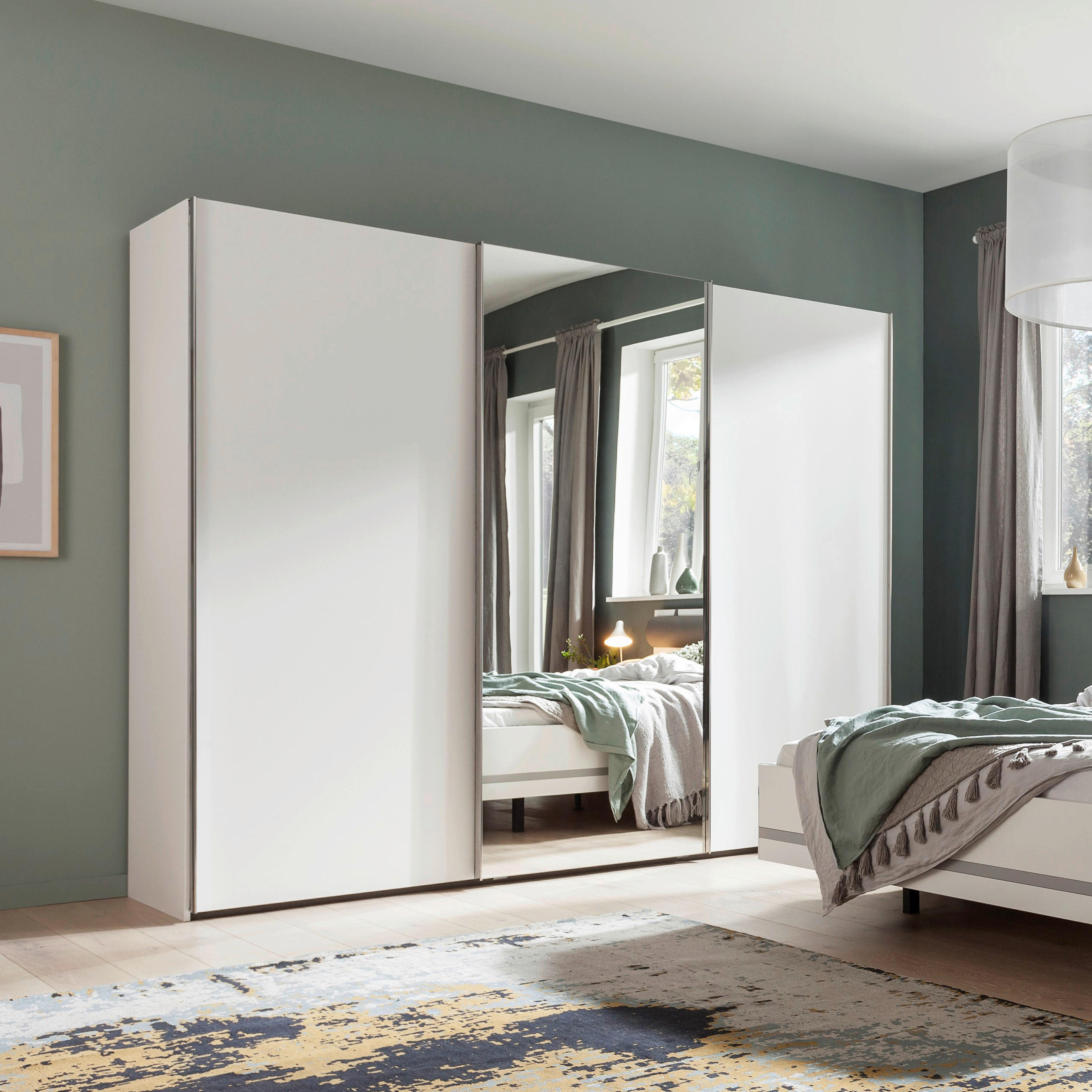 SCHWEBETÜRENSCHRANK 270/223/69 cm 3-türig  - Alufarben/Weiß, KONVENTIONELL, Glas/Holzwerkstoff (270/223/69cm) - Visionight