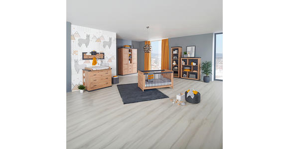 GITTERBETT Benton  145/76,5/80 cm   - Eichefarben/Dunkelgrau, Natur, Holz/Holzwerkstoff (145/76,5/80cm) - My Baby Lou