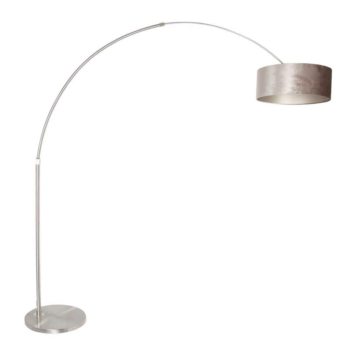 STEHLEUCHTE SPARKLED LIGHT 50/240/230 cm  - Taupe/Edelstahlfarben, Trend, Leder/Metall (50/240/230cm)