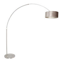 STEHLEUCHTE SPARKLED LIGHT 50/240/230 cm  - Taupe/Edelstahlfarben, Trend, Leder/Metall (50/240/230cm)