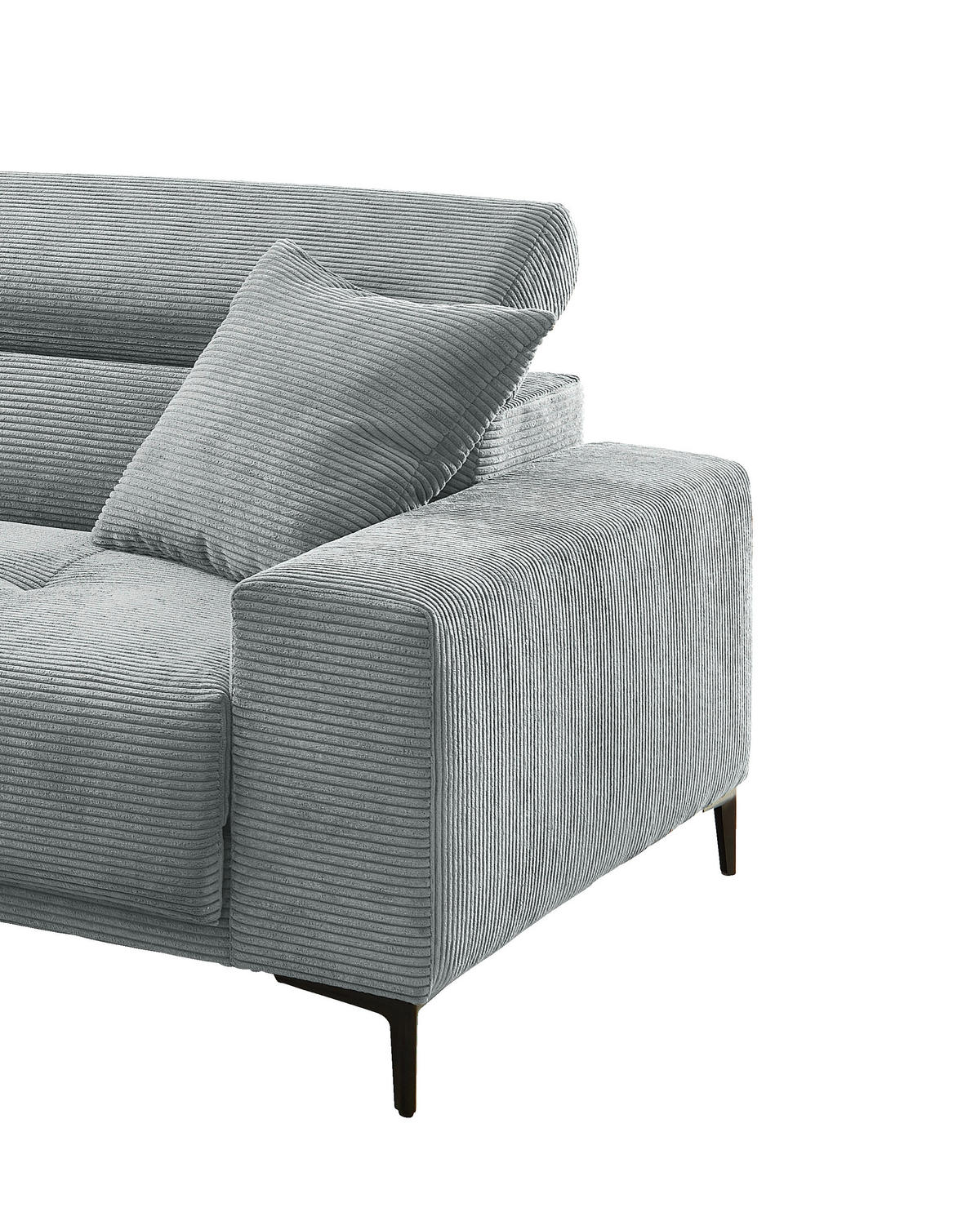 ECKSOFA Cord Hellblau  - Schwarz/Hellblau, Basics, Textil/Metall (183/250cm) - Livetastic