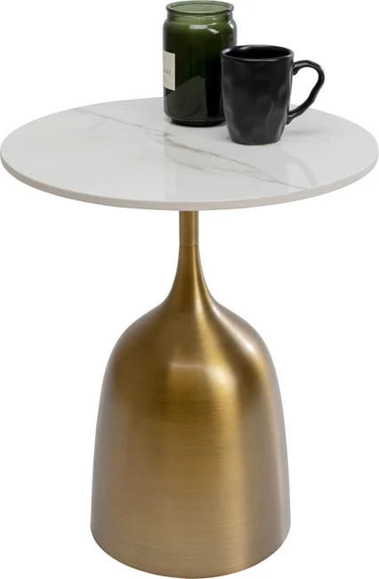 BEISTELLTISCH in Metall, Keramik 45/45/53 cm  - Goldfarben/Weiß, Design, Keramik/Metall (45/45/53cm) - Kare-Design