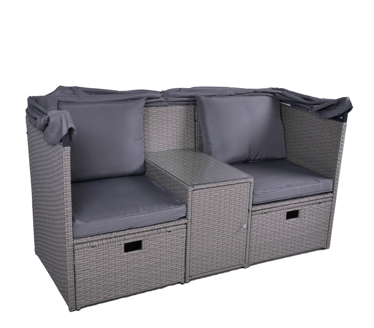 LOUNGEGARNITUR Stahl  - Grau/Grün, Basics, Kunststoff/Textil - Gardenson