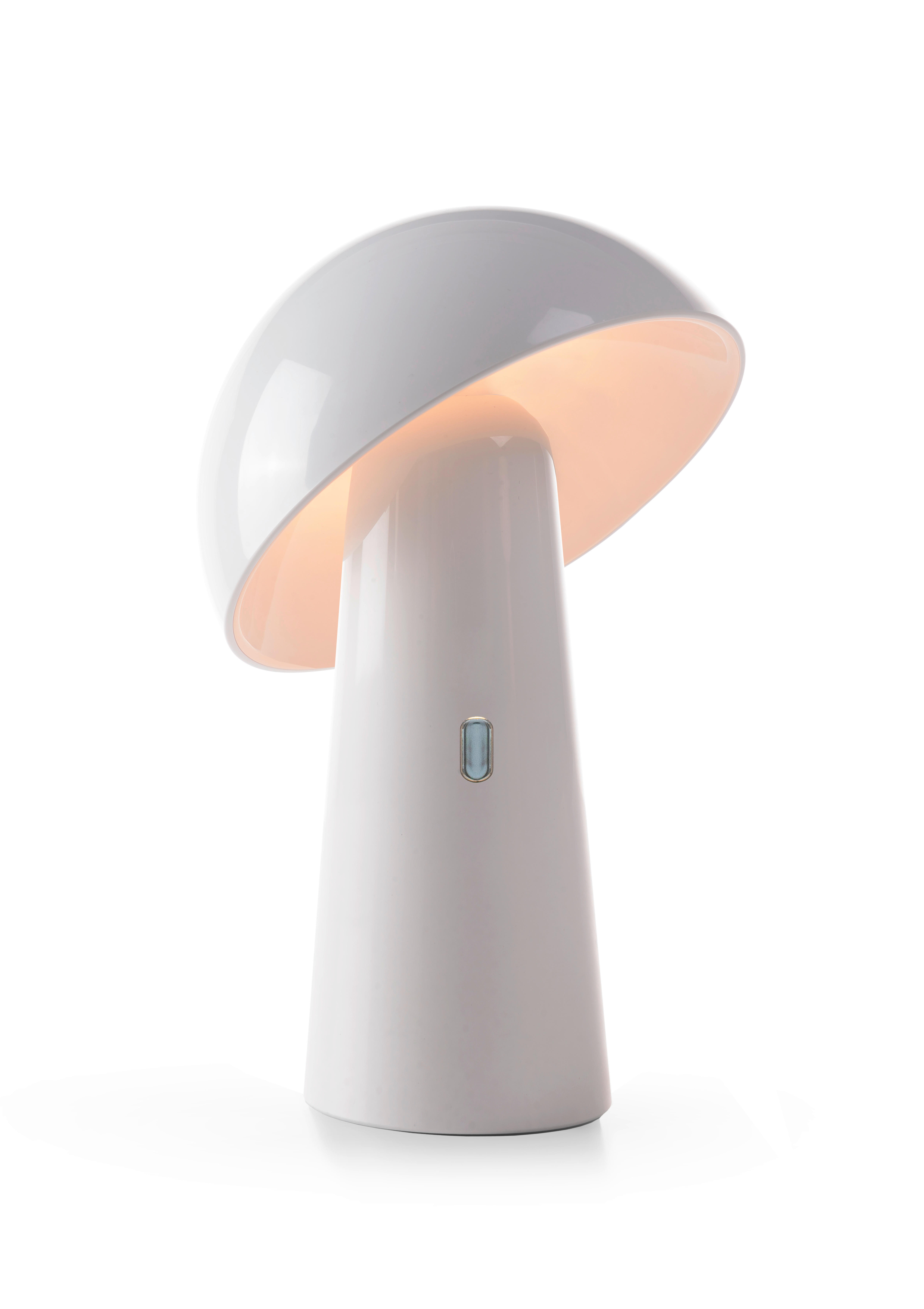 AKKU-TISCHLEUCHTE Shitake 16,5/25,5/16,5 cm   - Weiß, Design, Kunststoff (16,5/25,5/16,5cm) - New Garden