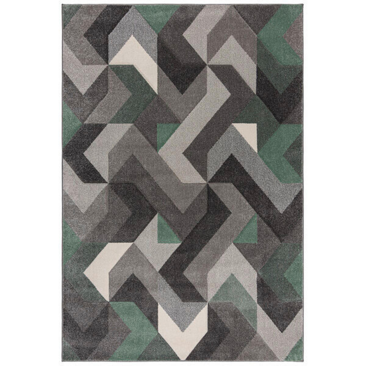 WEBTEPPICH 160/230 cm AURORA Grün, Grau  - Grau/Grün, KONVENTIONELL, Textil (160/230cm)