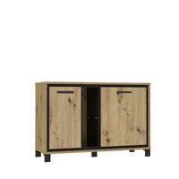 KOMMODE  in 120,4/81,3/41,5 cm  - Eichefarben/Schwarz, Basics, Glas/Holzwerkstoff (120,4/81,3/41,5cm) - Livetastic