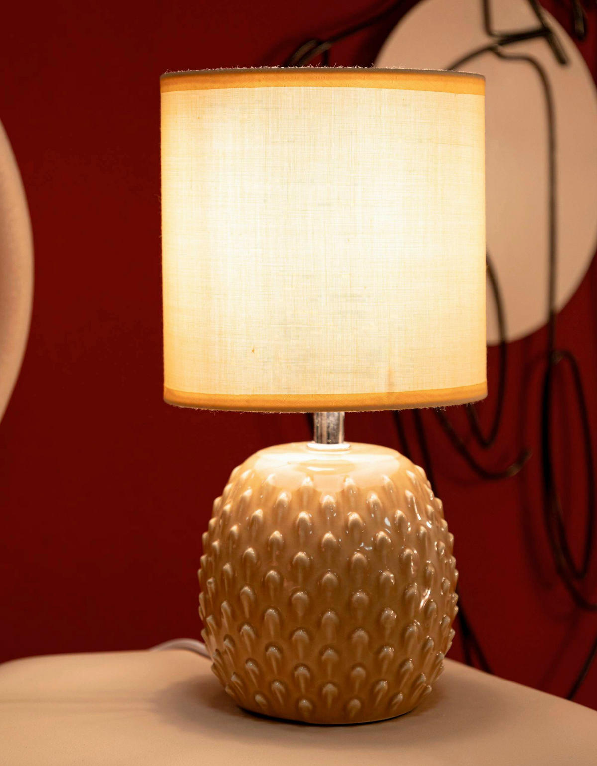 TISCHLEUCHTE   - Naturfarben, Basics, Keramik/Textil (14/27/14cm)