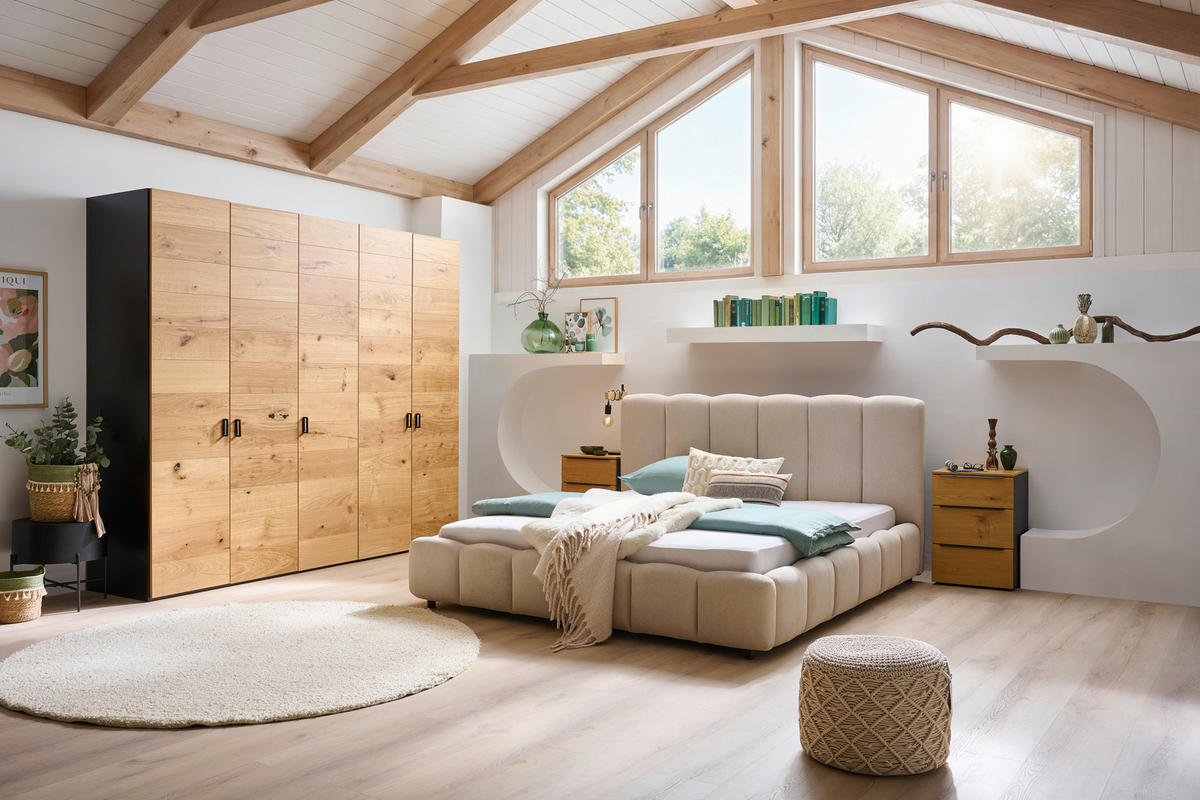 DREHTÜRENSCHRANK 253/220/59 cm,  in Wildeiche, 5 Tür(en)  - Wildeiche/Silberfarben, Design, Holz/Holzwerkstoff (253/220/59cm) - Jutzler