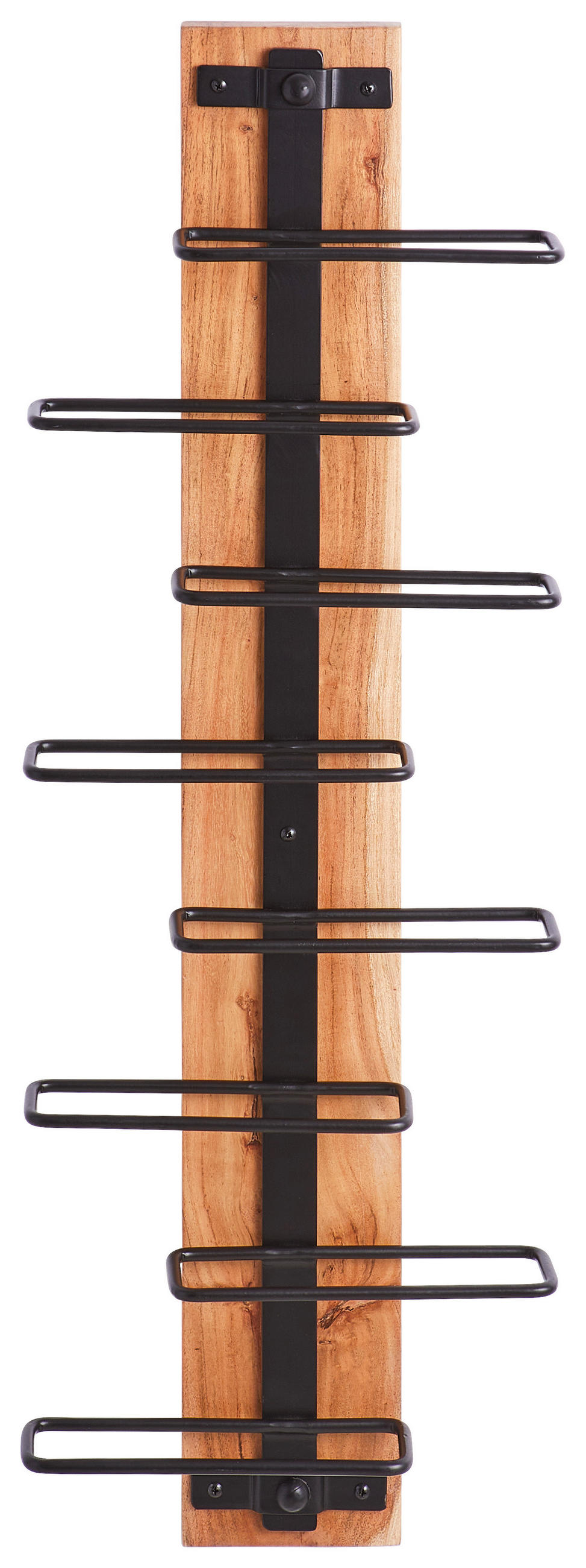 POLICA ZA VINO crna, boja akacije  drvo, metal  - boja akacije/crna, Dizajnerski, metal/drvo (30/90/10cm) - Carryhome