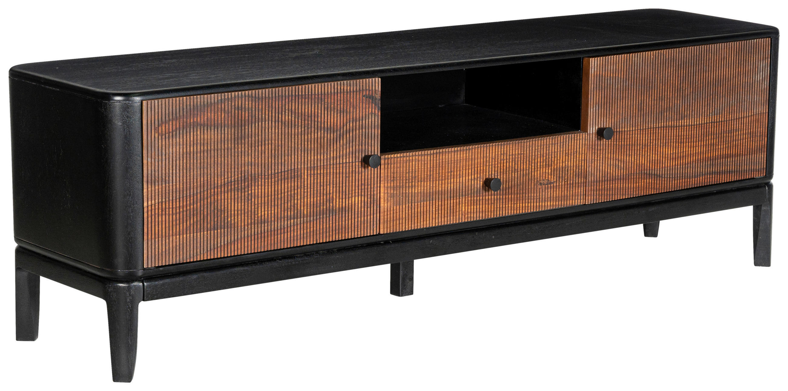 LOWBOARD  in 160/50/40 cm  - Schwarz/Braun, Design, Holz/Metall (160/50/40cm) - Ambia Home