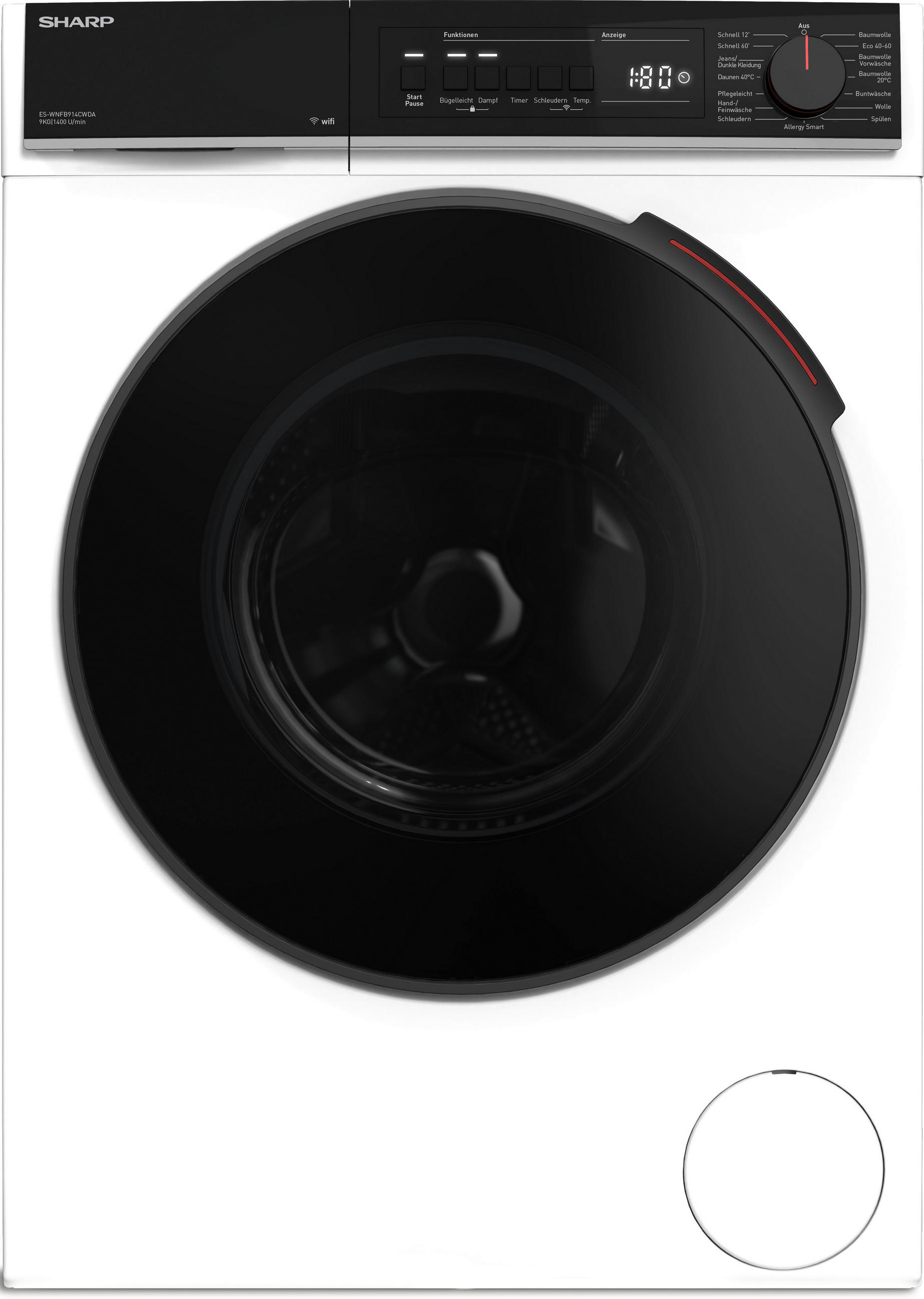 WASCHMASCHINE ES-WNFB914CWDA-DE   - Weiß, Basics, Glas/Kunststoff (59.7/84.5/58.2cm) - Sharp