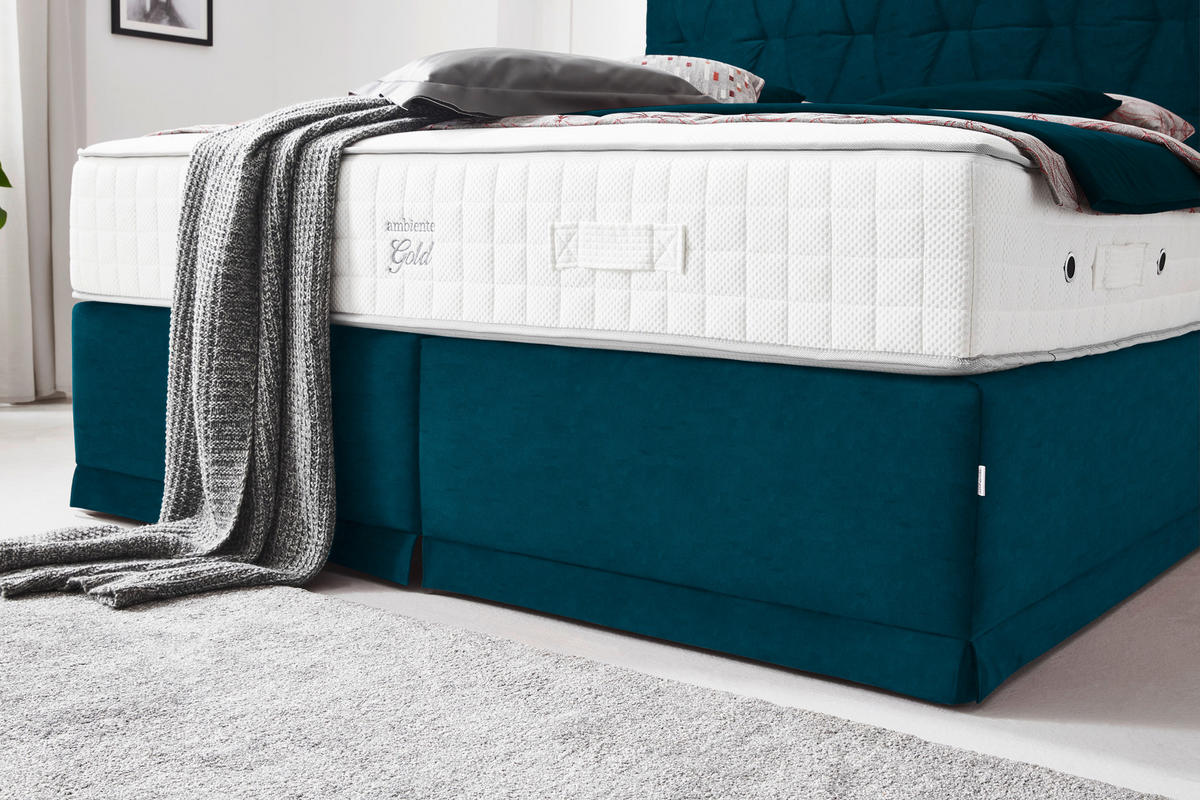 BOXSPRINGBETT 180/200 cm  in Petrol  - Petrol, KONVENTIONELL, Textil (180/200cm) - Ambiente
